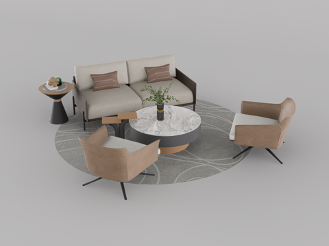 沙发组合su模型