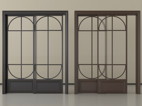 法式推拉门  玻璃推拉门 厨卫门 阳台门su模型