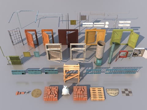  复古建筑公共设施3d模型 