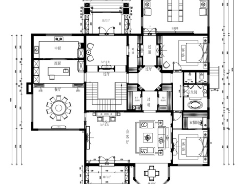 2025高端豪华别墅平面方案图cad施工图