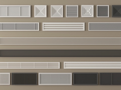 现代空调出风口 中央空调出风口su模型