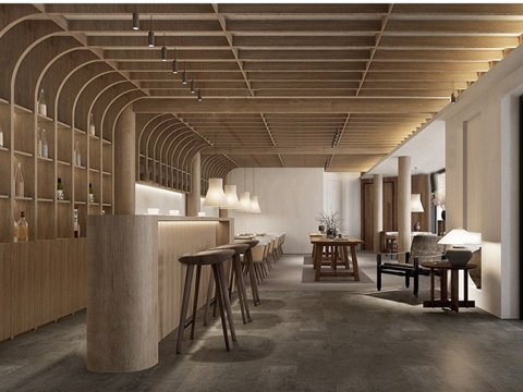 侘寂民宿餐厅 咖啡厅su模型