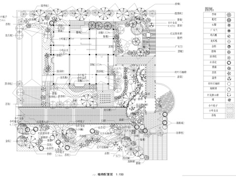 现代别墅景观花园施工图cad施工图