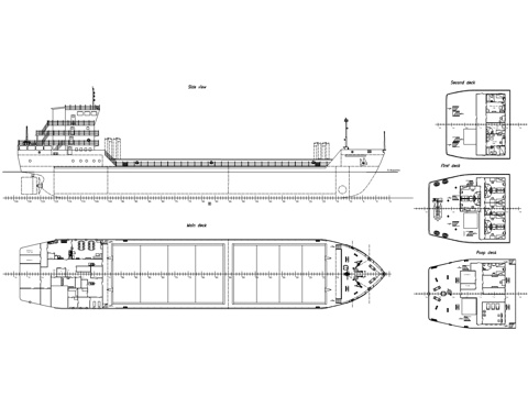 大型轮船图库cad施工图