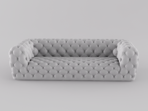 双人皮沙发su模型