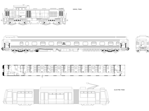 火车轮船CAD图库cad施工图