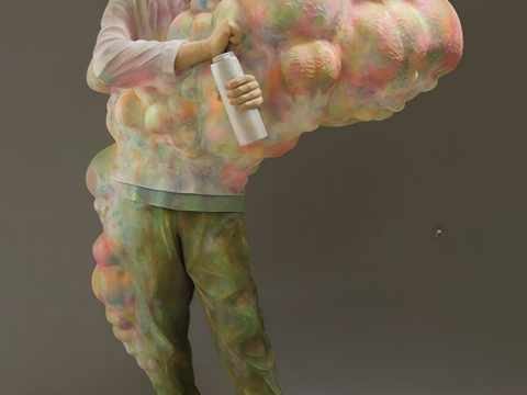 网红店铺艺术装置 网红店铺装饰 人偶装饰品 雕塑艺术品su模型