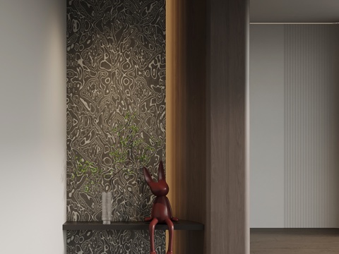 意式极简玄关 入户玄关su模型