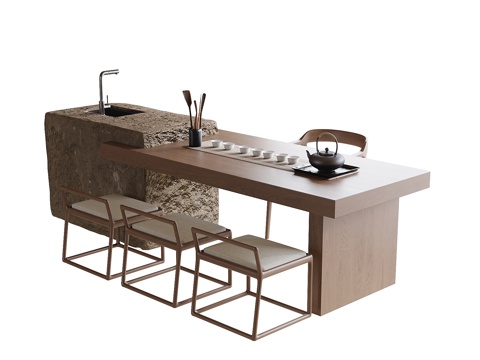 现代茶桌椅su模型