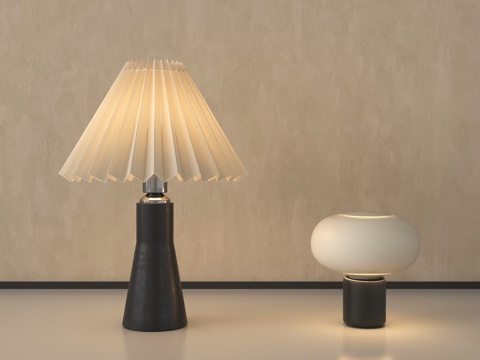 侘寂风台灯 床头台灯su模型