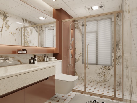  法式卫生间3d模型 