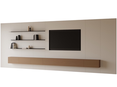 现代电视墙 电视背景墙 电视墙su模型