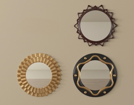 简欧风格装饰镜组合 化妆镜 浴室镜su模型