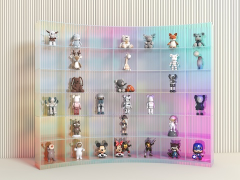 现代亚克力柜 手办 玩偶 手办展示柜 透明手办柜 亚克力收纳su模型