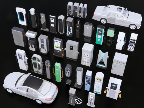 现代充电桩 共享充电柱 汽车充电桩新能源充电桩电动汽车充电桩su模型