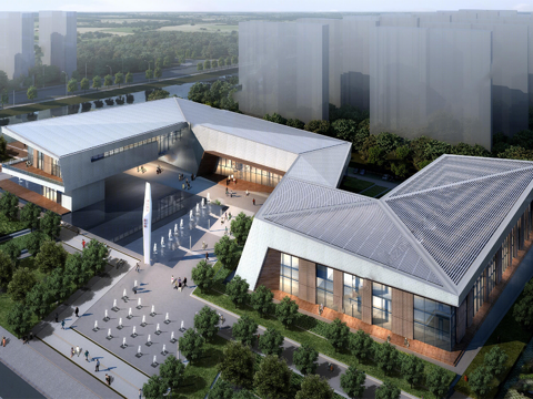 现代展览馆建筑 博物馆 建筑外观su模型