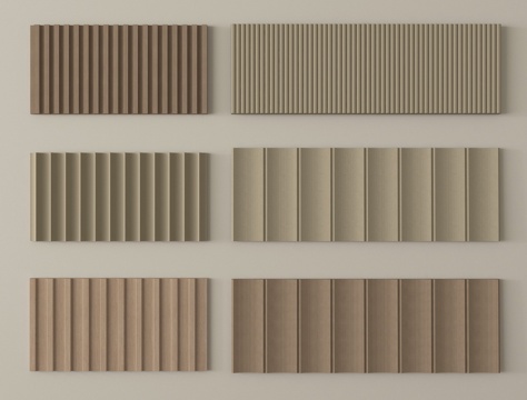 现代护墙板 波浪板 木格栅 长城板 格栅板su模型