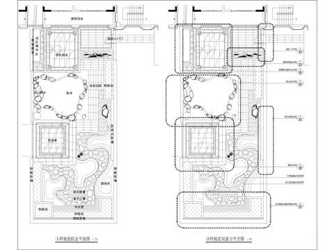 新中式景观庭院施工图cad施工图