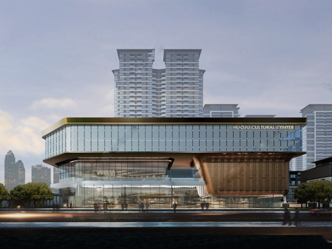 现代展览馆建筑 博物馆 建筑外观su模型