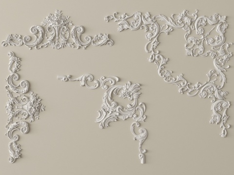 欧式雕花角花 雕花石膏线条 石膏雕花顶花su模型