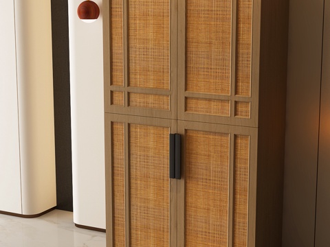 现代中古风衣柜 中古风衣柜 成品衣柜su模型