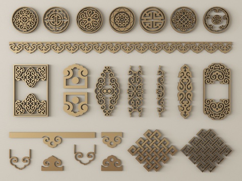 中式雕花 仿古雕花 浮雕雕花 镂空花纹su模型