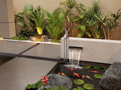 现代室内景观造景 景观植物 室内水景su模型