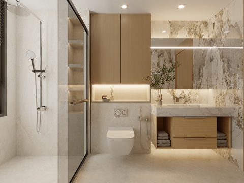 现代轻奢卫生间su模型