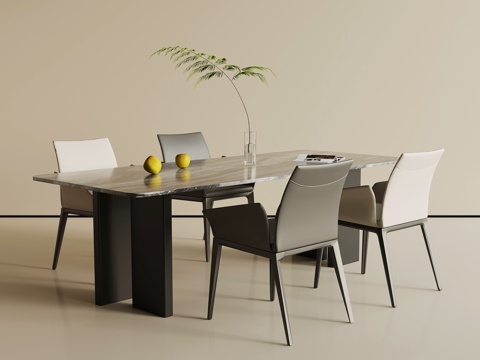 现代意式餐桌椅su模型