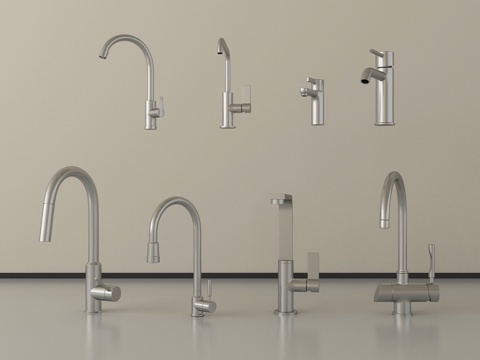 现代水龙头 不锈钢水龙头su模型