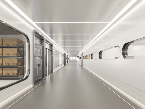 展厅过道 展墙宣传展示 展厅过道 铝板金属板过道 企宣墙文化su模型