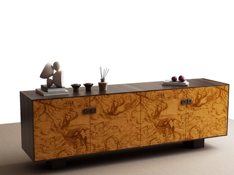 现代边柜 中古风边柜 中古风装饰柜su模型