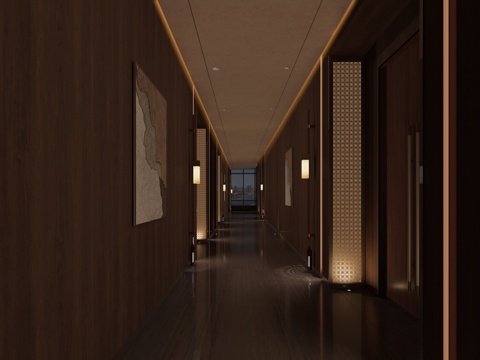  新中式/走廊3d模型 