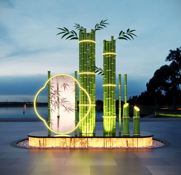 新中式雕塑 竹子雕塑 广场雕塑  景观装置su模型