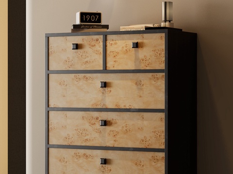 现代中古斗柜 中古风五斗柜 现代边柜 现代装饰柜 现代玄关柜su模型