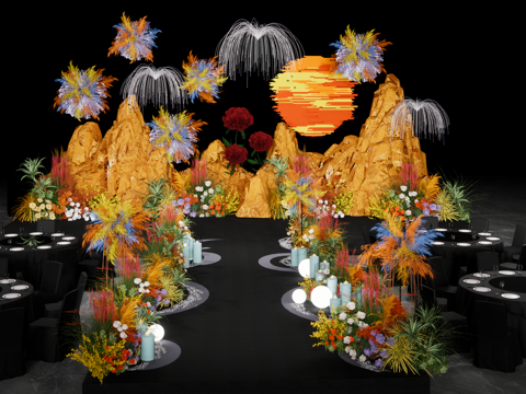 落日主题婚礼su模型