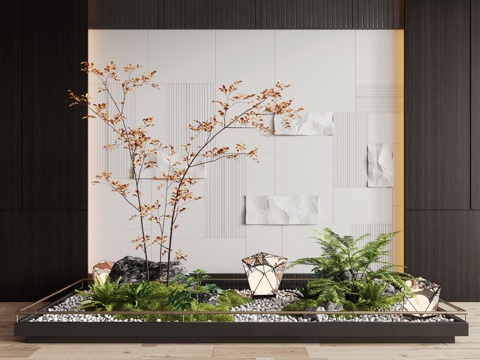 现代室内景观造景 景观植物 苔藓景观 景观造景su模型