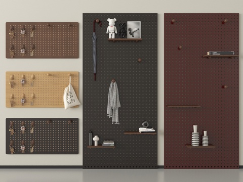 现代洞洞板 挂衣板 挂衣架 挂钩su模型