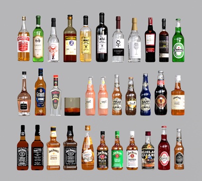 现代酒瓶酒杯 酒水 洋酒 红酒su模型
