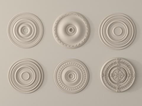 法式雕花 灯盘 石膏构件su模型