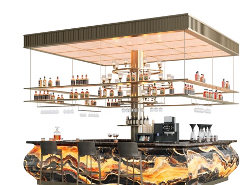 现代酒店水吧台 水吧台 酒吧台su模型