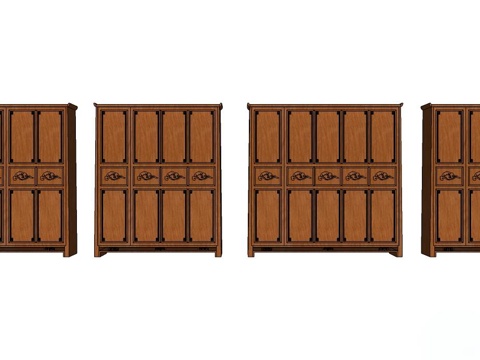 衣柜 实木装饰柜 装饰柜 实木衣柜 新中式衣柜su模型