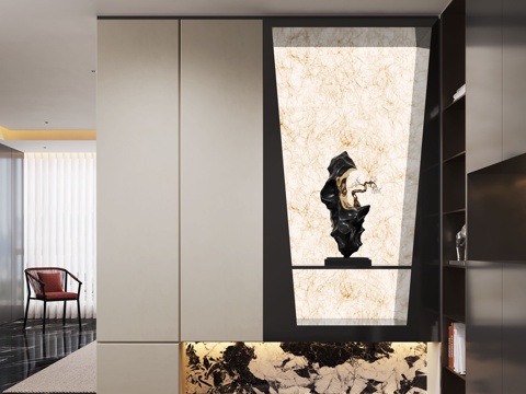 现代玄关 玄关过道 入户玄关su模型