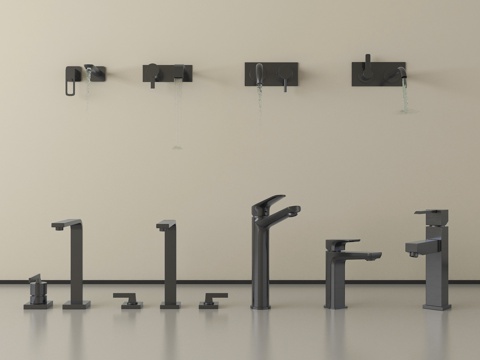 现代水龙头 不锈钢水龙头su模型