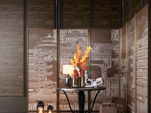 现代花艺摆台 酒店端景台 端景台花艺 玻璃花瓶 绿植摆件su模型