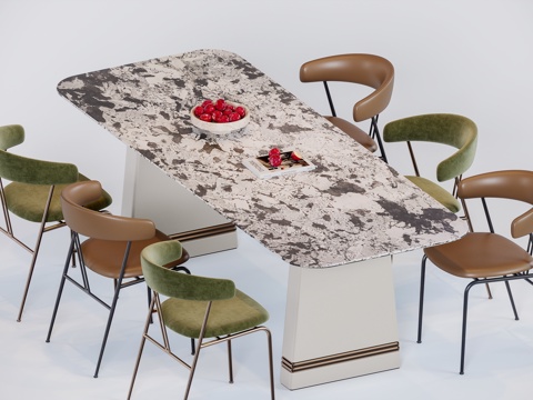 现代轻奢餐桌su模型