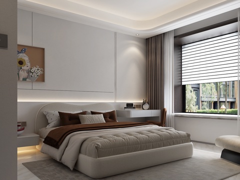  现代卧室 现代意式卧室 意式轻奢卧室3d模型 