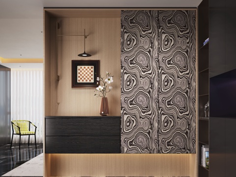 现代玄关 玄关过道 入户玄关su模型