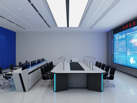 现代指挥控制室 消防指挥中心 控制中心 调度中心 城市大脑su模型