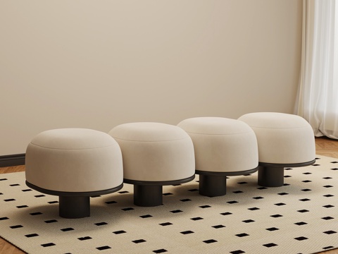 现代奶油风沙发凳 换鞋凳 床尾凳su模型